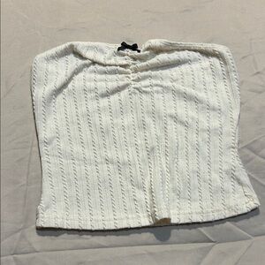 Elegant White Textured Strapless Top